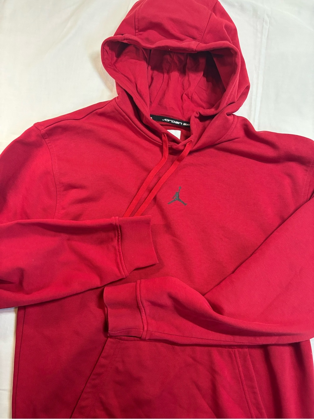 Jordan Red Hooded Sweatshirt with Small Jumpman Logo